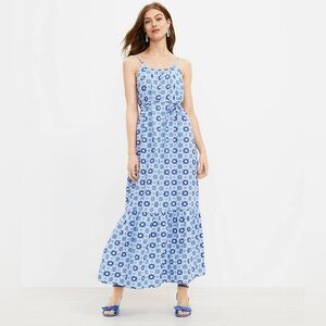 Loft Tiled Strappy Flounce Maxi Dress size small